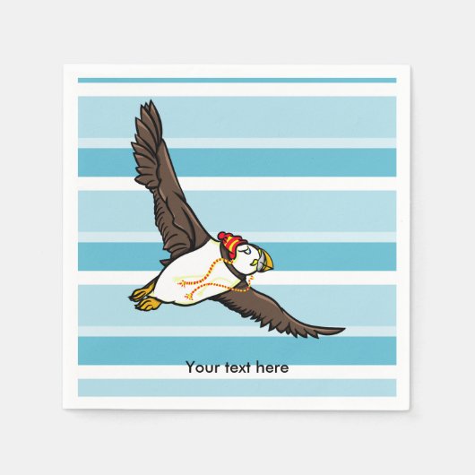 Puffin mit einem wolligen Winterhut Serviette (Vorderseite)