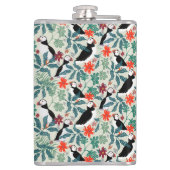 Puffin Muster Warm Beige Flachmann (Rückseite)