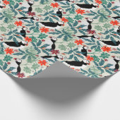 Puffin Muster Warm Beige Geschenkpapier (Ecke)