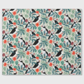 Puffin Muster Warm Beige Geschenkpapier (Flach)