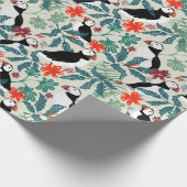 Puffin Muster Warm Beige Geschenkpapier (Ecke)