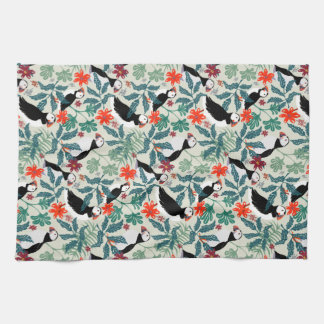Puffin Muster Warm Beige Geschirrtuch