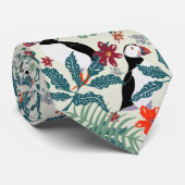 Puffin Muster Warm Beige Krawatte (Gerollt)