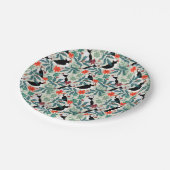 Puffin Muster Warm Beige Pappteller (Schrägansicht)