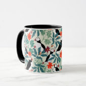 Puffin Muster Warm Beige Tasse (Vorderseite Links)