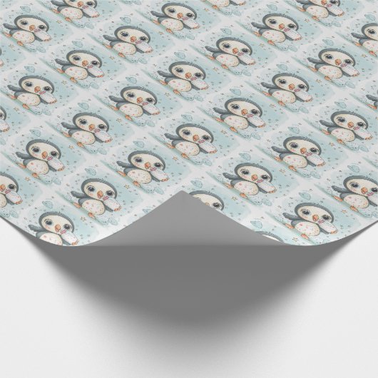 Puffin Niedlich Baby Pastel Wasserfarbmuster Geschenkpapier (Ecke)