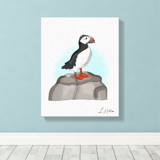 Puffin, niedlich leinwanddruck (Insitu (Holzboden))