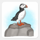 Puffin, niedlich quadratischer aufkleber (Vorderseite)