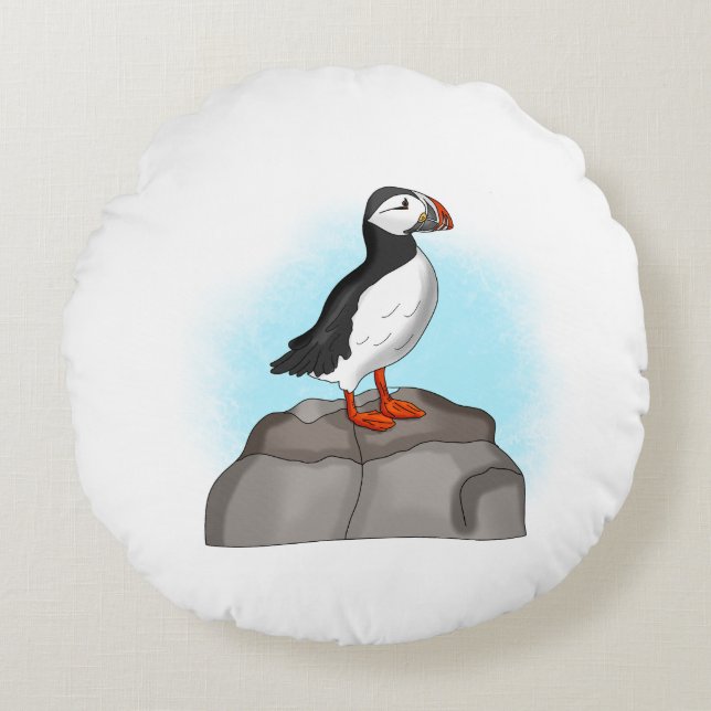 Puffin, niedlich rundes kissen (Vorderseite)