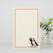 Puffin Pair Fine Lined Stationery Briefpapier (Stehend Vorderseite)