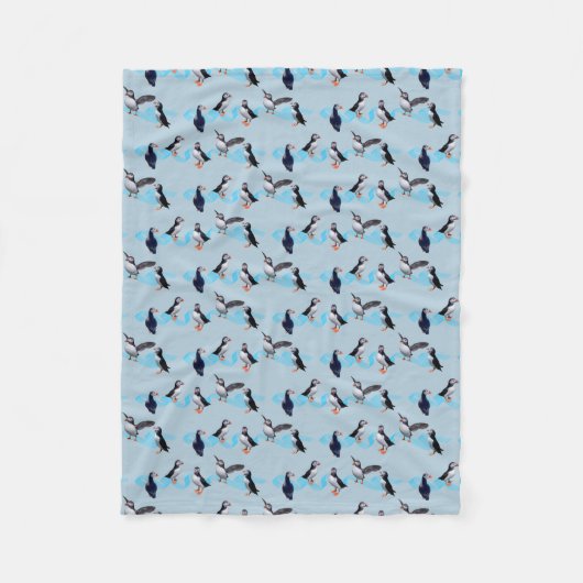 Puffin-Party-Fleece-Decke (hellblau) Fleecedecke (Vorderseite)