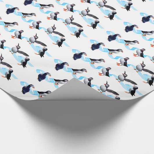 Puffin Party Wrapping Paper (Farbe auswählen) Geschenkpapier (Ecke)