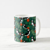 Puffin Pattern Lush Green Kaffeetasse (VorderseiteRechts)