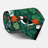 Puffin Pattern Lush Green Krawatte (Gerollt)