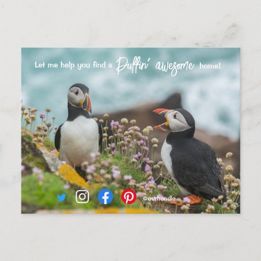 Puffin phantastisches Anwesen Agent Marketing Postkarte (Vorderseite)