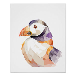 Puffin Playful Adorable Fun Tier farbenfrohe Freud Poster
