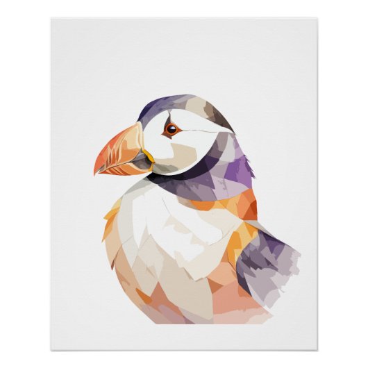 Puffin Playful Adorable Fun Tier farbenfrohe Freud Poster (Vorderseite)