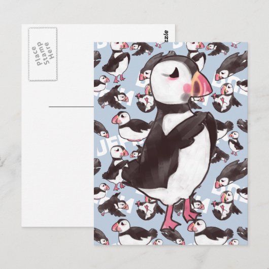 Puffin Postcard Postkarte (Vorne/Hinten)