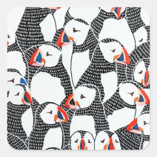 Puffin Quadratischer Aufkleber (Vorderseite)