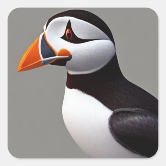 Puffin Quadratischer Aufkleber (Vorderseite)