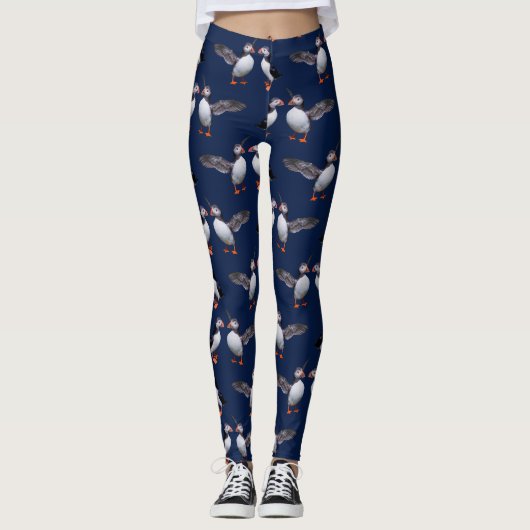 Puffin-Raserei-Leggings (Marine) Leggings (Vorderseite)
