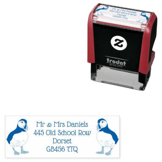 Puffin Rücksendeadresse Permastempel (Beispiel)