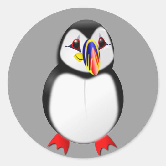 Puffin Runder Aufkleber (Vorderseite)