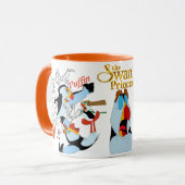 Puffin-Skizze-Tasse mit farbigem Rim&Handle Tasse (Vorderseite Links)