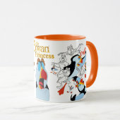 Puffin-Skizze-Tasse mit farbigem Rim&Handle Tasse (VorderseiteRechts)