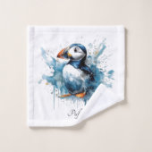 Puffin Splash, Brauch Badhandtuch Set (Waschlappen)