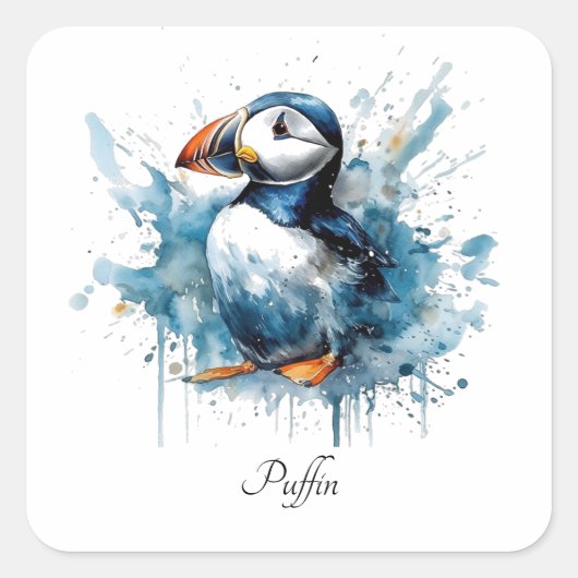 Puffin Splash, Brauch Quadratischer Aufkleber (Vorderseite)