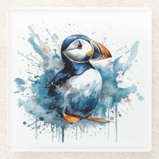 Puffin Splash Glasuntersetzer (Vorderseite)