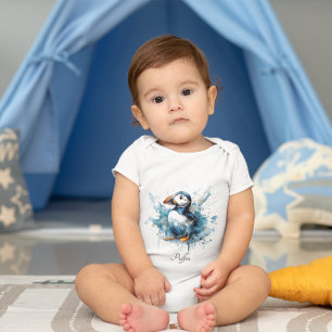 Puffin Splash, individuell Baby Strampler