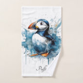 Puffin Splash, individuell Badhandtuch Set (Handtuch)