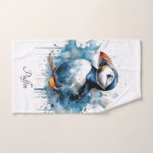 Puffin Splash, individuell Badhandtuch Set (Handtuch)