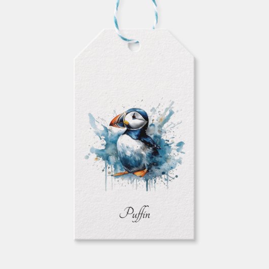 Puffin Splash, individuell Geschenkanhänger (Vorderseite)