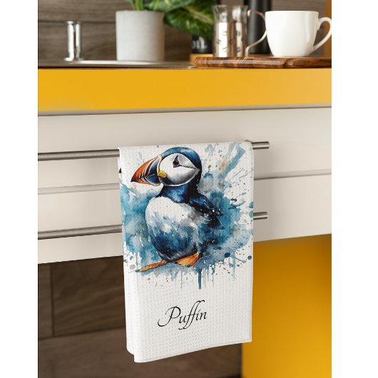 Puffin Splash, individuell Geschirrtuch
