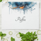 Puffin Splash, individuell Geschirrtuch (Gefaltet)