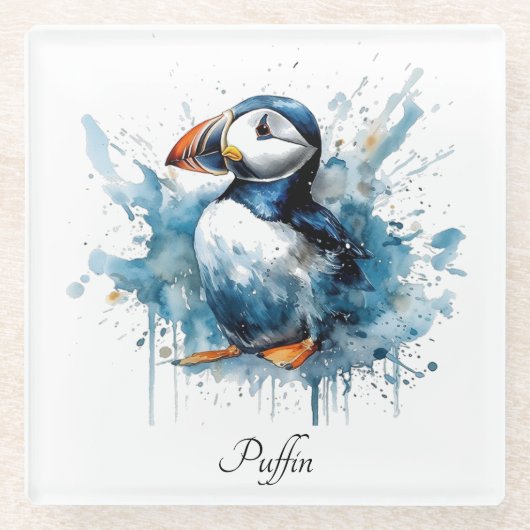 Puffin Splash, individuell Glasuntersetzer (Vorderseite)