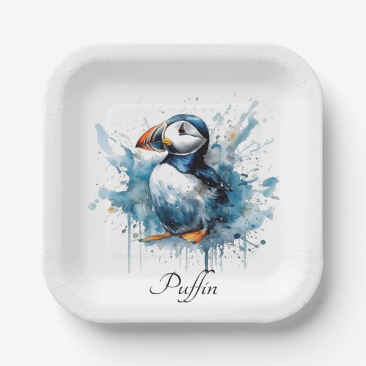 Puffin Splash, individuell Pappteller (Vorderseite)