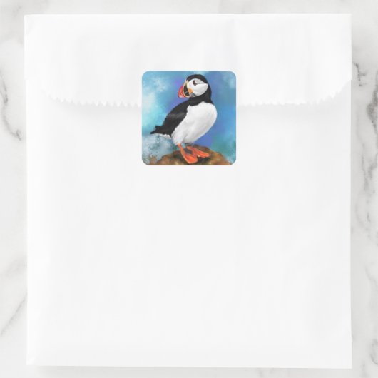 Puffin-Sticker Quadratischer Aufkleber (Tasche)