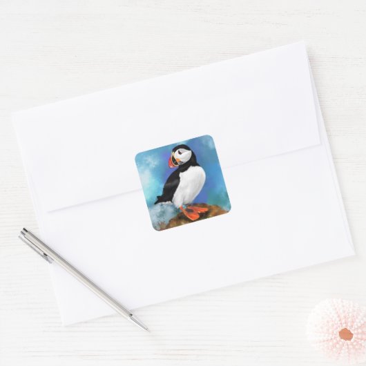 Puffin-Sticker Quadratischer Aufkleber (Umschlag)