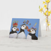 Puffin Trio-Karte Karte (Gelbe Blume)