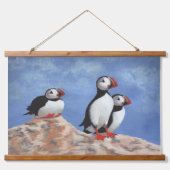 Puffin Trio Wandteppich Mit Holzrahmen (Vorne)