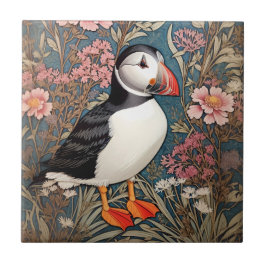 Puffin und Sea Thrift Blume William Morris Fliese