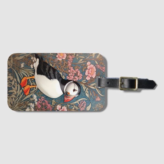 Puffin und Sea Thrift Blume William Morris Gepäckanhänger (Vorderseite (Horizontal))