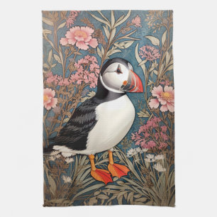 Puffin und Sea Thrift Blume William Morris Geschirrtuch