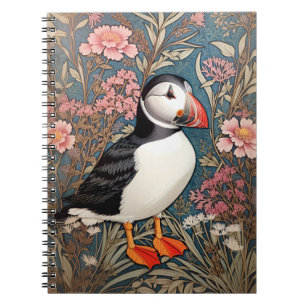 Puffin und Sea Thrift Blume William Morris Notizblock
