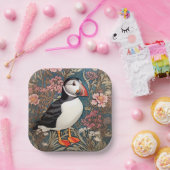 Puffin und Sea Thrift Blume William Morris Pappteller (Party)