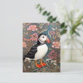 Puffin und Sea Thrift Blume William Morris Postkarte (Stehend Vorderseite)